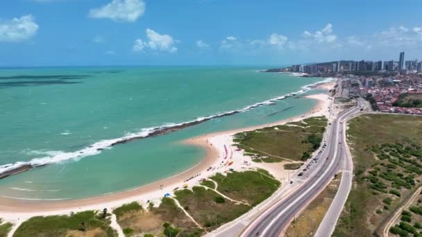 Пляжный Пейзаж Натале Столице Риу Гранди Норти Бразилия Северо Востоке — стоковое видео