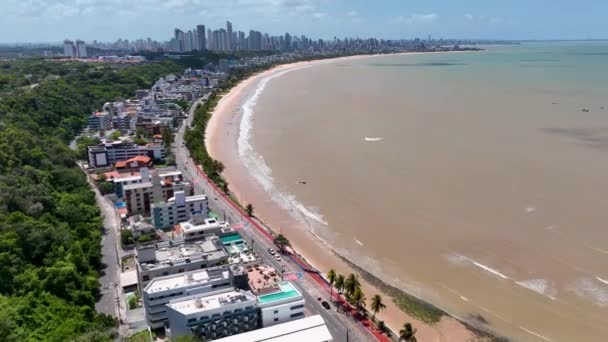 巴西东北部的Joao Pessoa Paraiba旅游城市 Joao Pessoa巴西 城市旅游地标的空中景观 天堂的风景热带旅行 夏季风景 — 图库视频影像