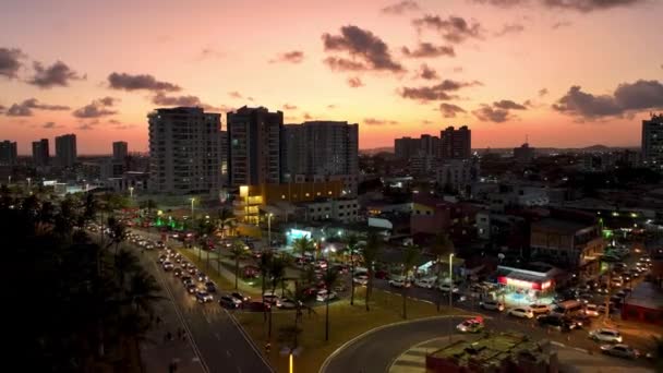 Krajobraz Lotniczy Zachód Słońca Krajobraz Crab Walkway Avenue Aracaju Sergipe — Wideo stockowe