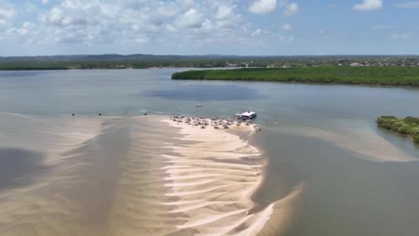 巴西Aracaju著名的Croa Gore岛 东北的塞尔吉普州 度假目的地 热带目的地 度假旅行 Aracaju Sergipe的沙洲 Aracaju巴西 — 图库视频影像