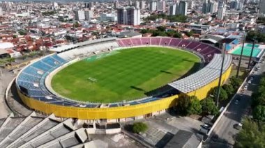 Aracaju Sergipe. Aracaju Brezilya. Brezilya 'nın Aracaju başkenti Sergipe' deki Lourival Batista futbol sahasının panorama hava manzarası. Spor merkezi. Futbol stadyumu. Futbol stadyumu. Futbol Sahası.