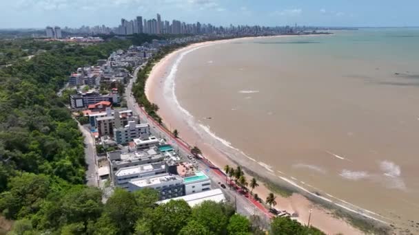 巴西东北部城市景观Joao Pessoa Paraiba Joao Pessoa巴西 城市旅游地标的空中景观 天堂的风景热带旅行 夏季风景 — 图库视频影像