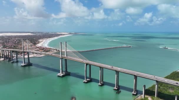Natal Başkenti Rio Grande Norte Deki Cable Köprüsü Nün Panoramik — Stok video