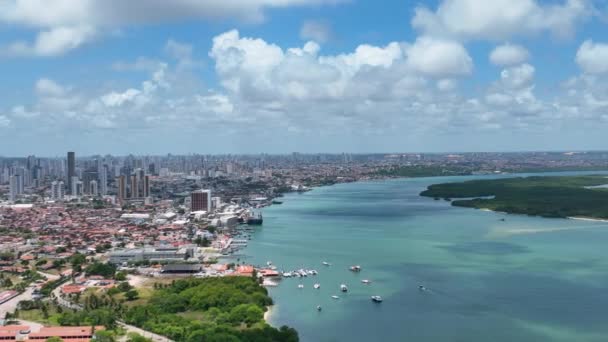 Panoramalandschaft Der Innenstadt Der Küstenstadt Natal Bundesstaat Rio Grande Norte — Stockvideo