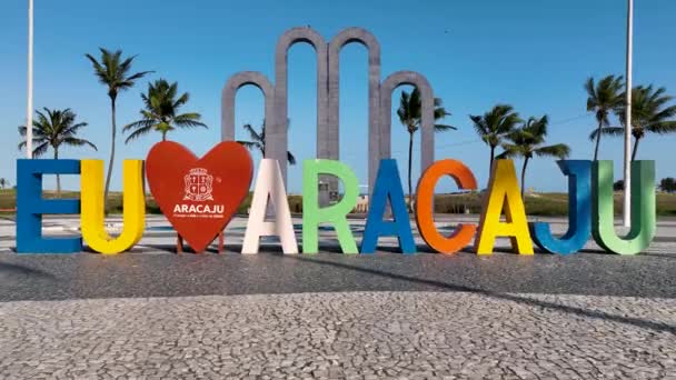 Aracaju Sergipe Aracaju Brasil Panning Wide Cityscape Tropical Scenery Aracaju — Vídeo de Stock