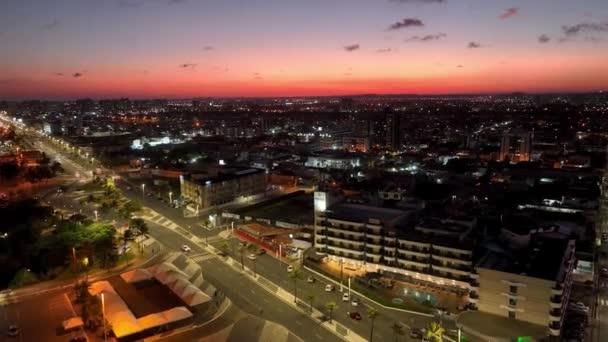 Krajobraz Lotniczy Zachód Słońca Atalaia Coast Avenue Aracaju Sergipe Brazylia — Wideo stockowe