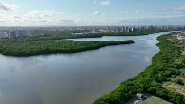 Aracaju Sergipe Aracaju巴西 位于巴西塞尔吉普省首府阿拉卡朱的塞尔吉普河畔的潘宁 旅游目的地 巴西东北部 市中心的空中城市景观 — 图库视频影像