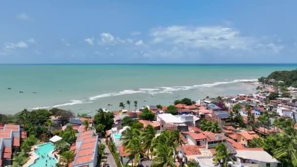 Θάλασσα Της Καραϊβικής Στην Παραλία Pipa Στο Rio Grande Norte — Αρχείο Βίντεο