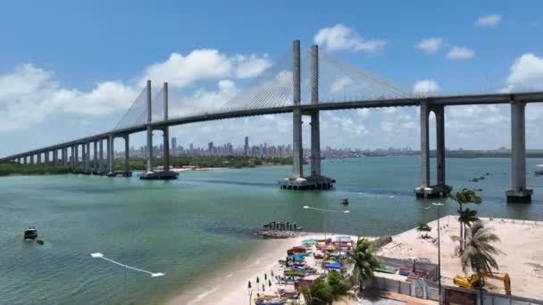Natal Rio Grande Norte Natal Brasilien Weites Stadtbild Der Hängebrücke — Stockvideo