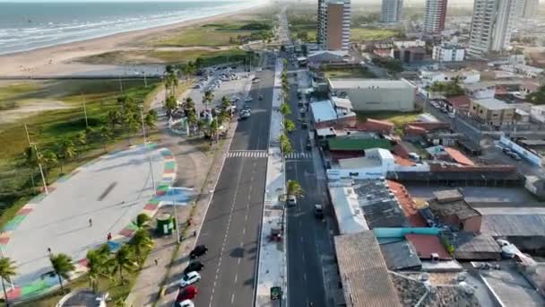 Aracaju Sergipe Aracaju Brasil Panning Wide Cityscape Atalaia Edge Aracaju — Vídeo de Stock