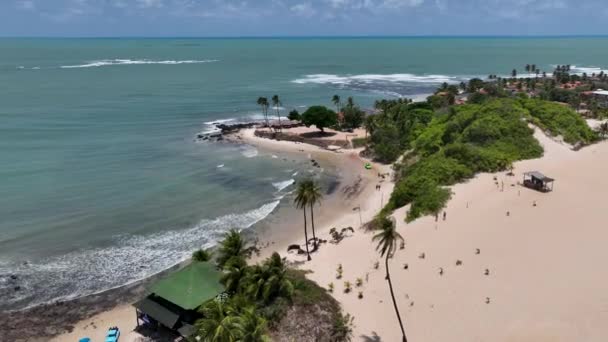 リオグランデ ノルテ州のGenipabuビーチでのカリブ海の風景 ブラジル北東部 休暇の風景 楽園の風景 グランデ ノルテのジニパブビーチ ブラジル北東部の景勝地 — ストック動画