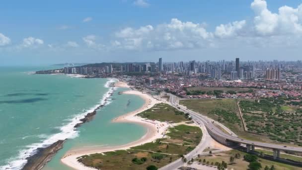 Strand Landschap Bij Natal Hoofdstad Van Rio Grande Norte Brazilië — Stockvideo