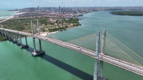 Blick Auf Die Brücke Über Das Seilviadukt Natal Der Hauptstadt — Stockvideo