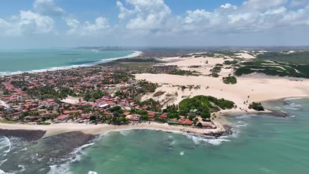 Brezilya Nın Kuzeydoğusunda Rio Grande Norte Deki Ünlü Genipabu Sahili — Stok video
