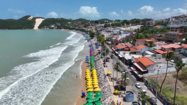 位于北里约格朗德首府纳塔尔的Ponta Negra海滩景观 巴西东北部 位于Natal Rio Grande Norte Brazil的Ponta Negra海滩的Bald Hill — 图库视频影像