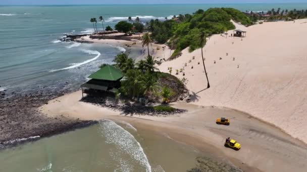 Brezilya Nın Kuzeydoğusunda Rio Grande Norte Deki Ünlü Genipabu Sahili — Stok video
