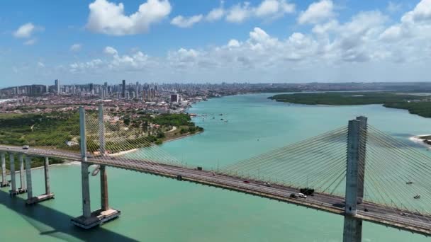 Natal Rio Grande Norte Natal Brasilien Weites Stadtbild Der Hängebrücke — Stockvideo