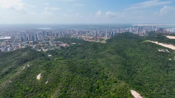 Paisaje Aéreo Panorámico Del Centro Ciudad Costera Natal Estado Rio — Vídeos de Stock