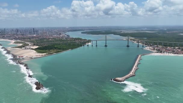 Панорамний Вид Кабельний Міст Столиці Наталю Ріо Гранде Норте Бразилія — стокове відео