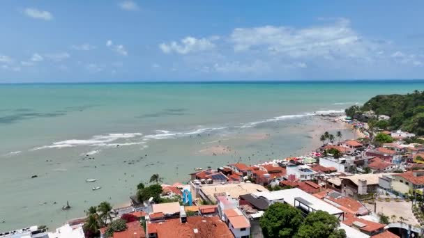 Scenic Cliffs Pipa Beach Rio Grande Norte Brazil Northeast Vacations — Stock Video