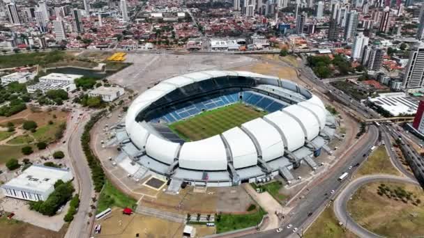 Panorama Uitzicht Duinen Arena Voetbalstadion Het Centrum Van Stad Natal — Stockvideo