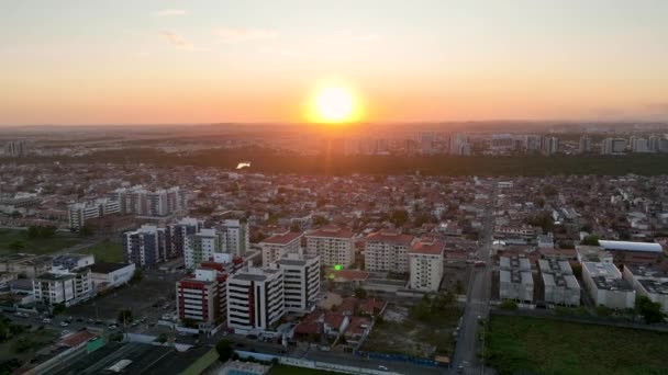 Aerial Zachód Słońca Krajobraz Wybrzeża Atalaia Aracaju Sergipe Brazylia Cel — Wideo stockowe
