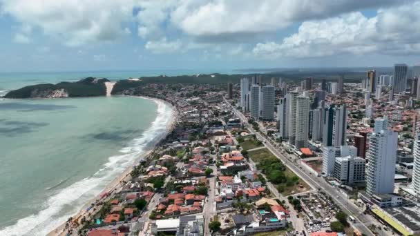 Pemandangan Pantai Ponta Negra Ibu Kota Natal Rio Grande Norte — Stok Video
