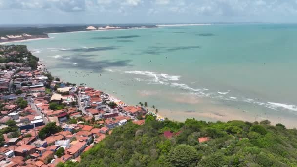 Karibiska Viken Vatten Vid Pipa Beach Rio Grande Norte Brasilien — Stockvideo
