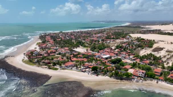 Karibische Landschaft Genipabu Strand Rio Grande Norte Brasilien Nordosten Ferienlandschaft — Stockvideo
