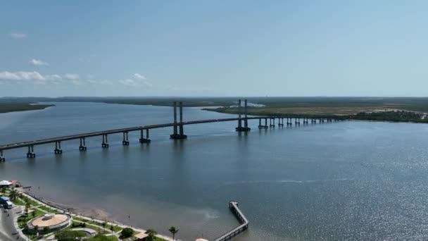 Aracaju Sergipe Aracaju Brasil Panning Wide Cityscape Cable Stayed Bridge — Vídeo de Stock