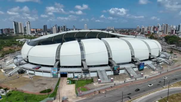 Panorama Vista Aérea Dunes Arena Estádio Futebol Centro Cidade Natal — Vídeo de Stock