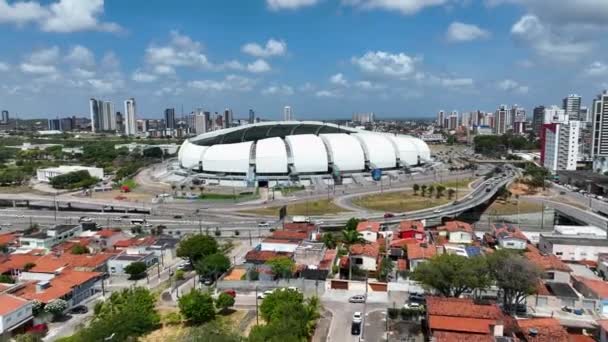 Вид Воздуха Стадион Дюнес Арена Созидатель Центре Бразильского Города Наталь — стоковое видео