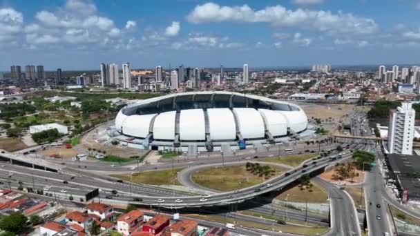 Panorama Vista Aérea Dunes Arena Estádio Futebol Centro Cidade Natal — Vídeo de Stock