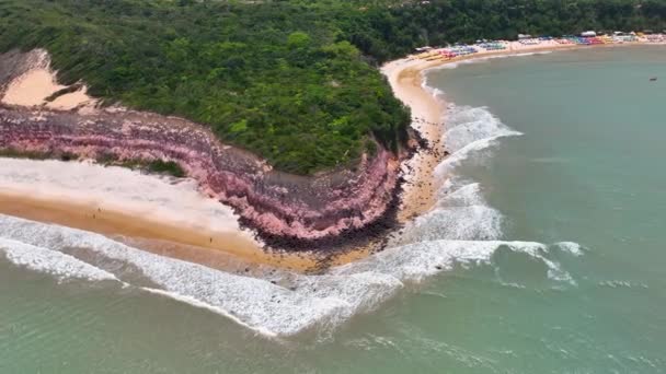Διάσημη Παραλία Pipa Στο Rio Grande Norte Στη Βραζιλία Βορειοανατολικά — Αρχείο Βίντεο