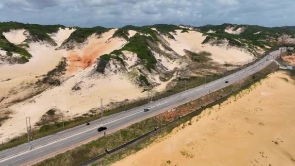 Estrada Costeira Natal Rio Grande Norte Brasil Paisagem Deserto Perto — Vídeo de Stock
