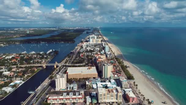Hollywood Bedach Florida Hollywood Beach Miami Usa Flygfoto Över Tropiska — Stockvideo