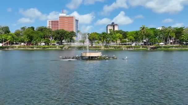 Flygfoto Landskap Lagunen Turism Landmärke Staden Joao Pessoa Brasilianska Paraiba — Stockvideo