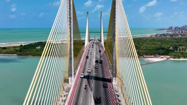 Blick Auf Die Brücke Über Das Seilviadukt Natal Der Hauptstadt — Stockvideo