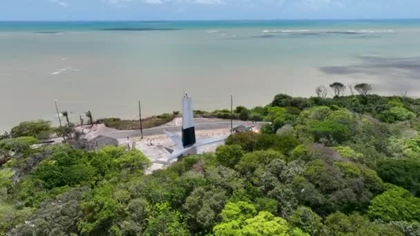 巴西东北部Joao Pessoa Paraiba的观光灯塔 Joao Pessoa巴西 城市旅游地标的空中景观 旅游景观 热带旅行 夏季风景 — 图库视频影像