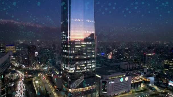 Santiago Del Cile Paesaggio Aereo Della Tecnologia Mobile Smart City — Video Stock