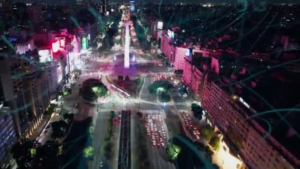 Buenos Aires Argentyna Krajobraz Powietrzny Technologii Mobilnej Inteligentne Miasto Futurystycznym — Wideo stockowe