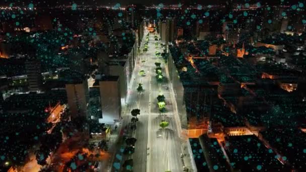 Бразилия Рио Жанейро Воздушный Город Мобильной Технологии Умный Город Футуристическим — стоковое видео