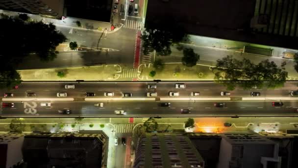Sao Paulo Brezilya Şehir Merkezindeki Ünlü Yüksek Yol Trafik Var — Stok video