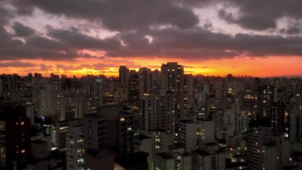 Захід Сонця Сан Паулу Cityscape Sunset Sky City Sao Paulo — стокове відео
