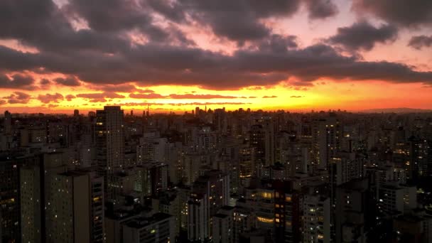 Zonsondergang Sao Paulo Brazilië Stadsgezicht Van Zonsondergang Hemel Stad Sao — Stockvideo
