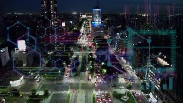 Buenos Aires Argentina Aerea Cibercittà Paesaggio Urbano Smart City Futuristico — Video Stock