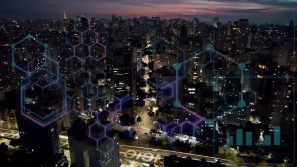 Σάο Πάολο Βραζιλία Εναέρια Πόλη Cyber Cityscape Της Έξυπνης Πόλης — Αρχείο Βίντεο