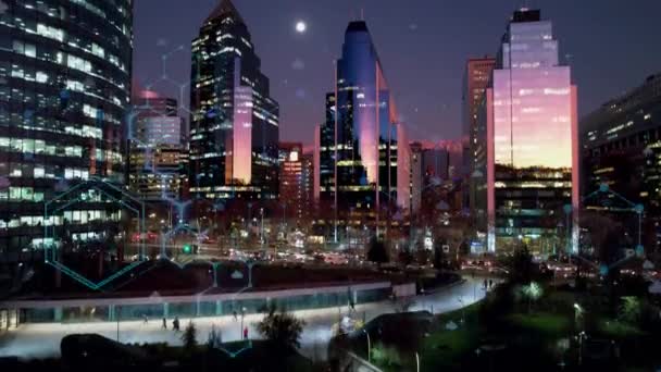 Сантьяго Чили Воздушный Кибер Город Городской Пейзаж Умного Города Футуристическим — стоковое видео