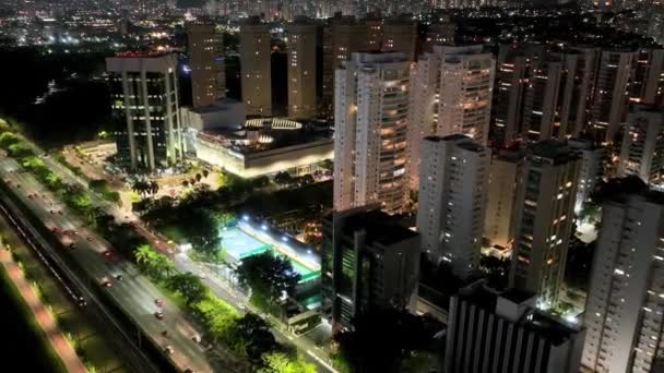 Centro São Paulo Brasil Paisagem Noturna Estrada Marginal Dos Pinheiros — Vídeo de Stock