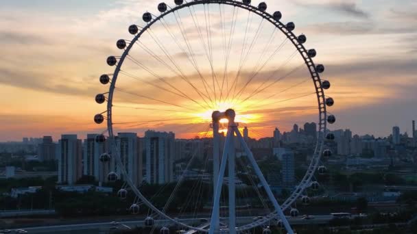 Sunset Sky Sao Paulo Brazil Major Ferris Wheel Entertainment Latin — стокове відео